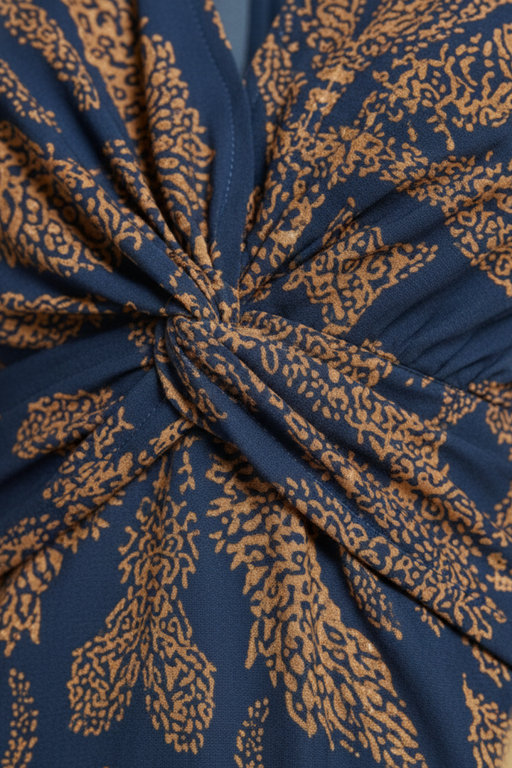 Vestido midi impreso de manga larga para mujer