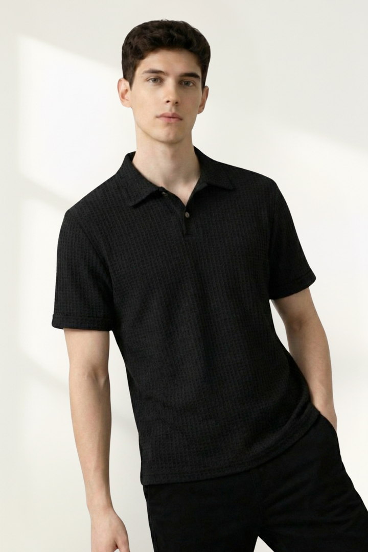 Camisa Polo de Punto Waffle para Hombre