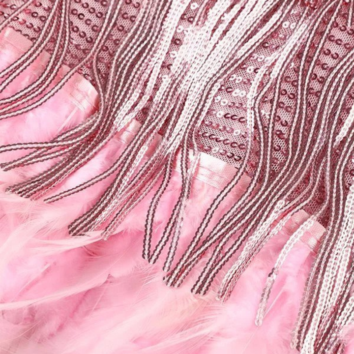 Women's Cocktail Mini Dress Fringe Feather
