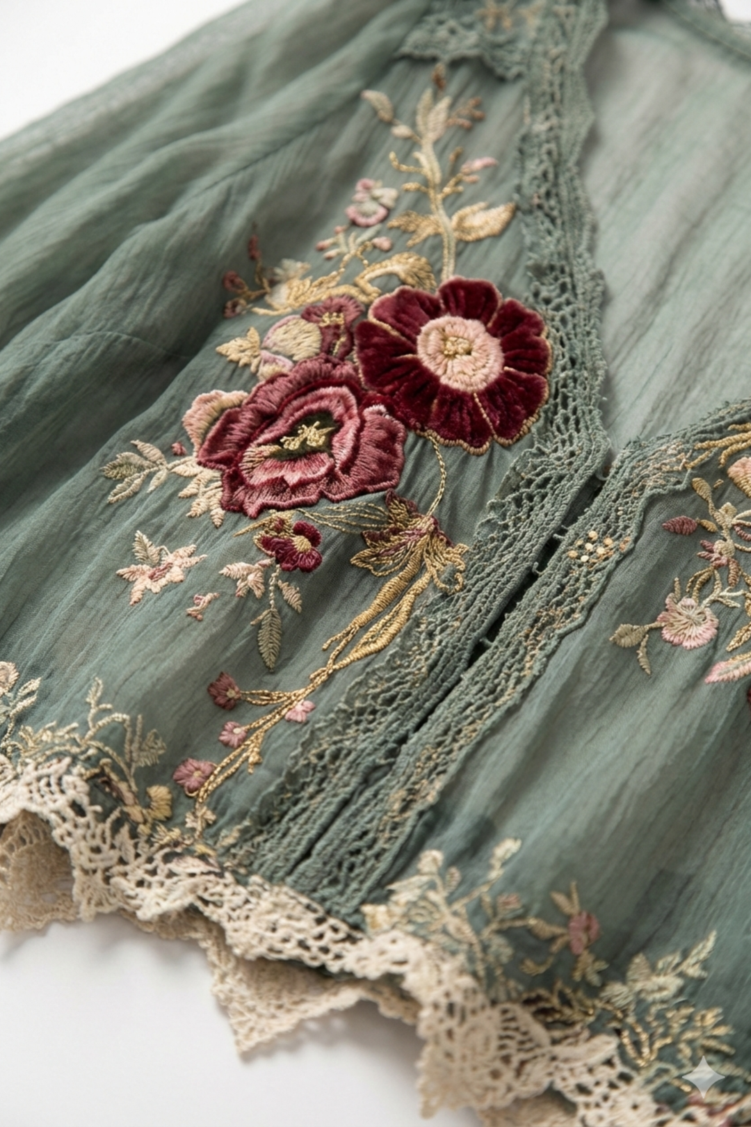 Blusa Floral de Encaje de Chifón para Mujeres