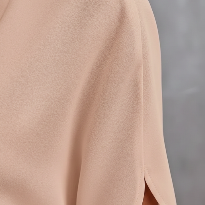 Blusa de Seda con Cuello en V de Manga Corta para Mujeres