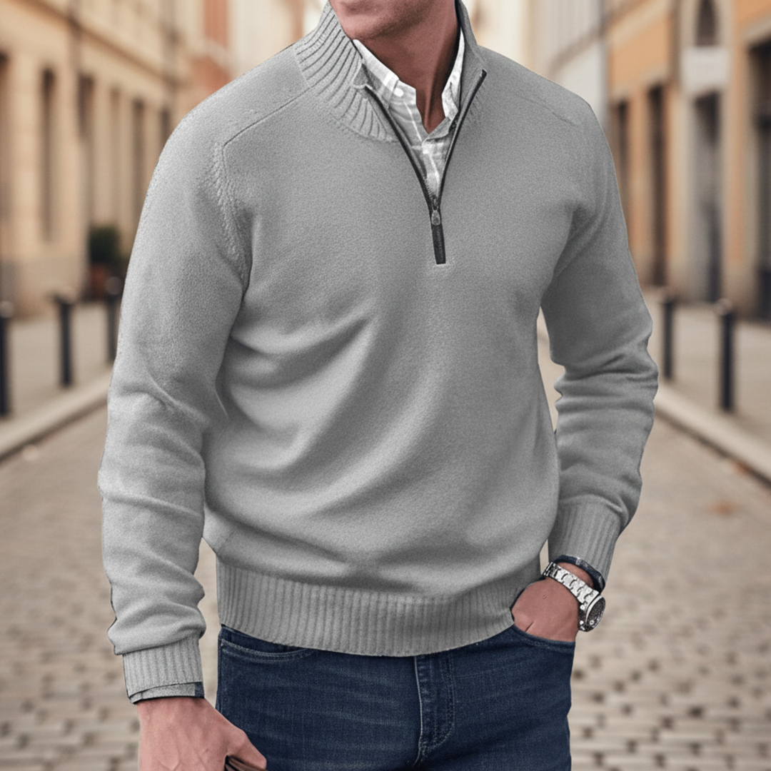 Chaqueta de punto invernal nórdica para hombres con cremallera frontal