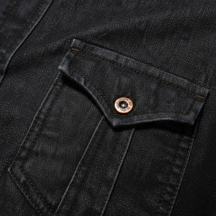 Chemise en jean à manches longues avec boutons devant pour homme