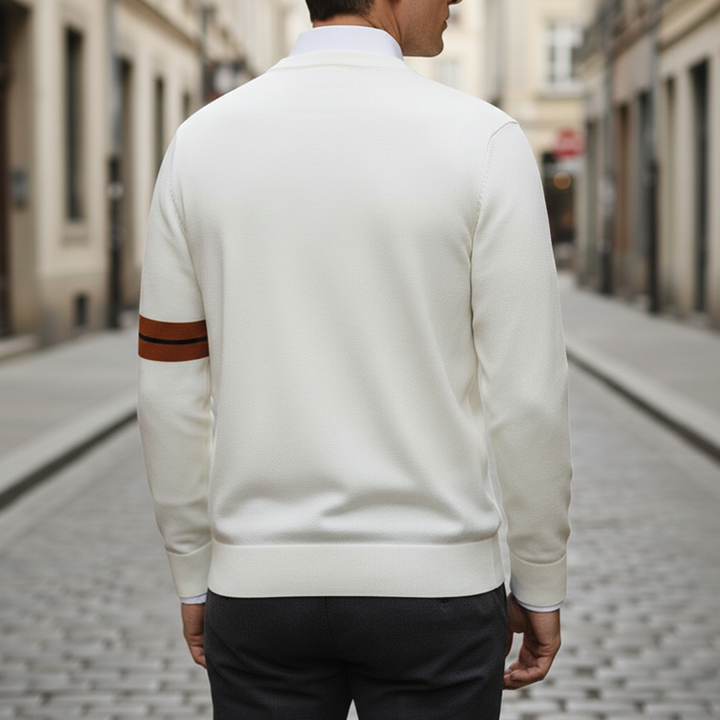 Pull tricoté col rond manches longues homme