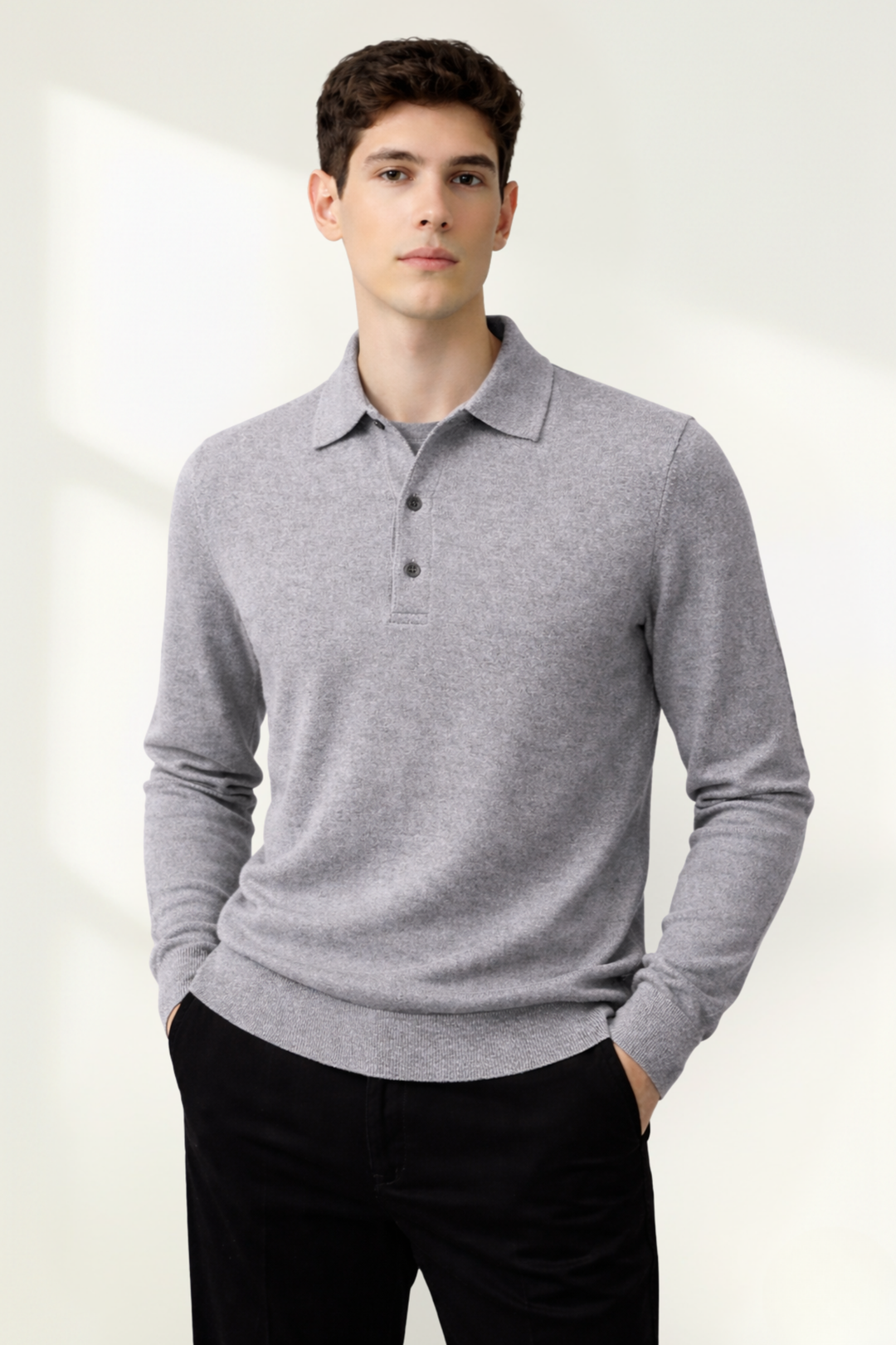 Men’s Long Sleeve Knit Polo Sweater