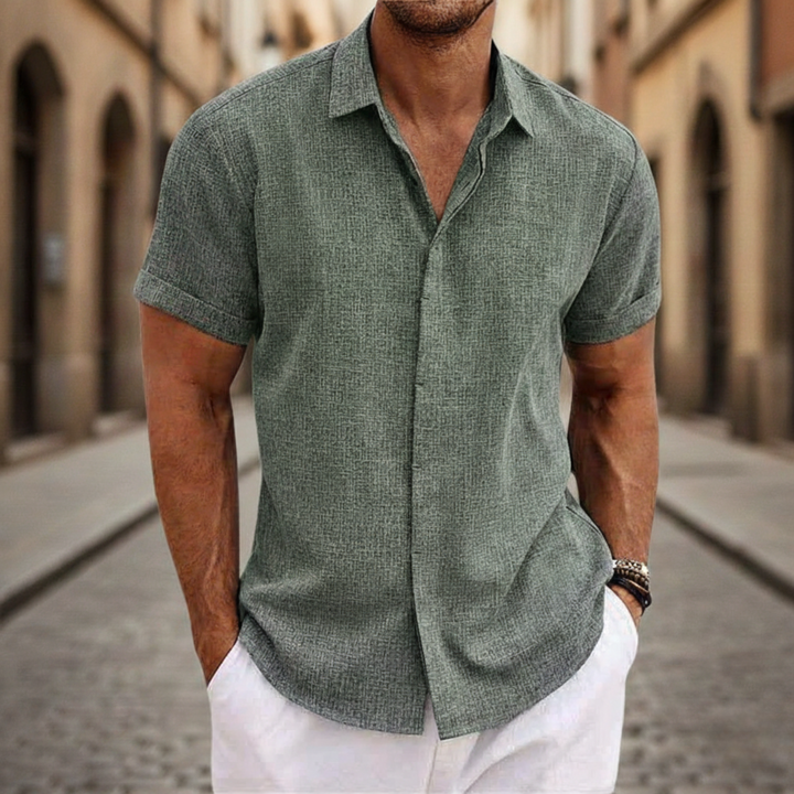 Camisa de Hombre con Manga Corta y Botones en el Frente