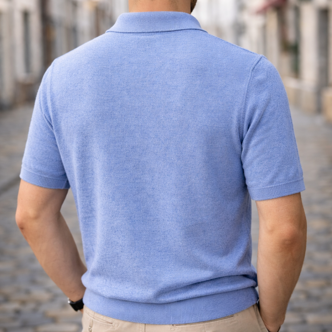 Camisa Polo de Cachemira de Manga Corta para Hombre Clásica