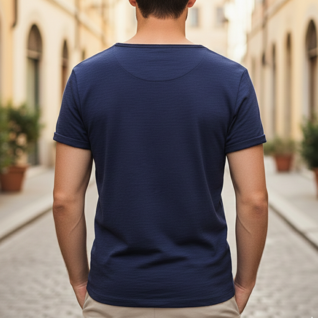 Camiseta de Cuello en V de Manga Corta para Hombre Casual