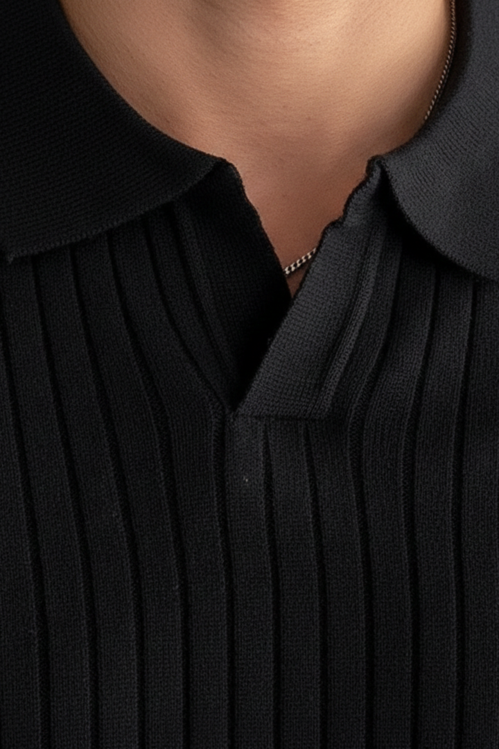 Suéter de polo de punto acanalado para hombres