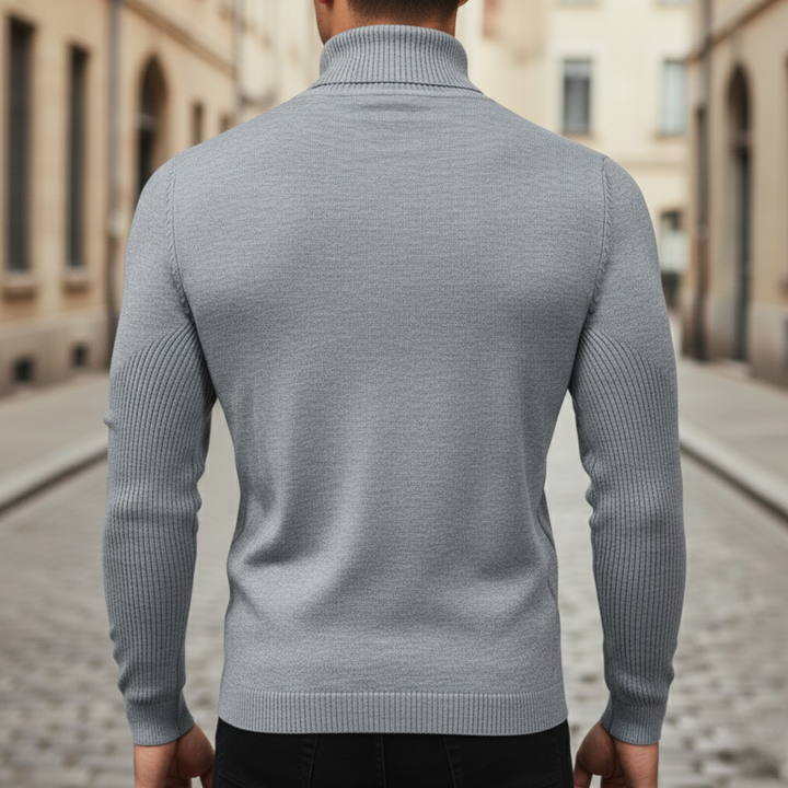 Pull à col roulé pour homme à manches longues en tricot
