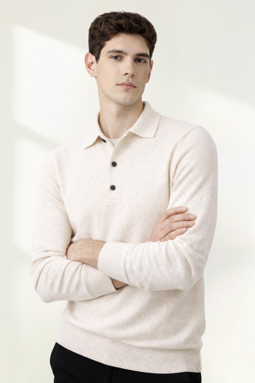 Men’s Long Sleeve Knit Polo Sweater