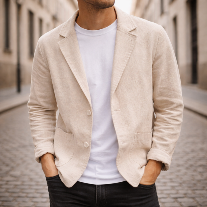 Veste en lin légère à deux boutons décontractée pour homme
