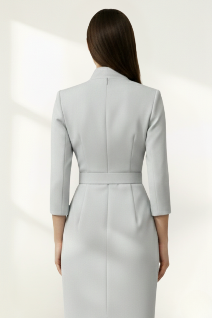 Robe midi portefeuille ceinturée en crêpe pour femme