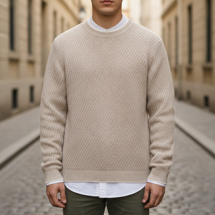 Pull en cachemire tricoté col rond pour homme