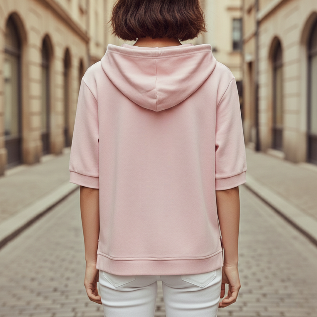 Sudadera de manga corta con capucha ajustable Unisex