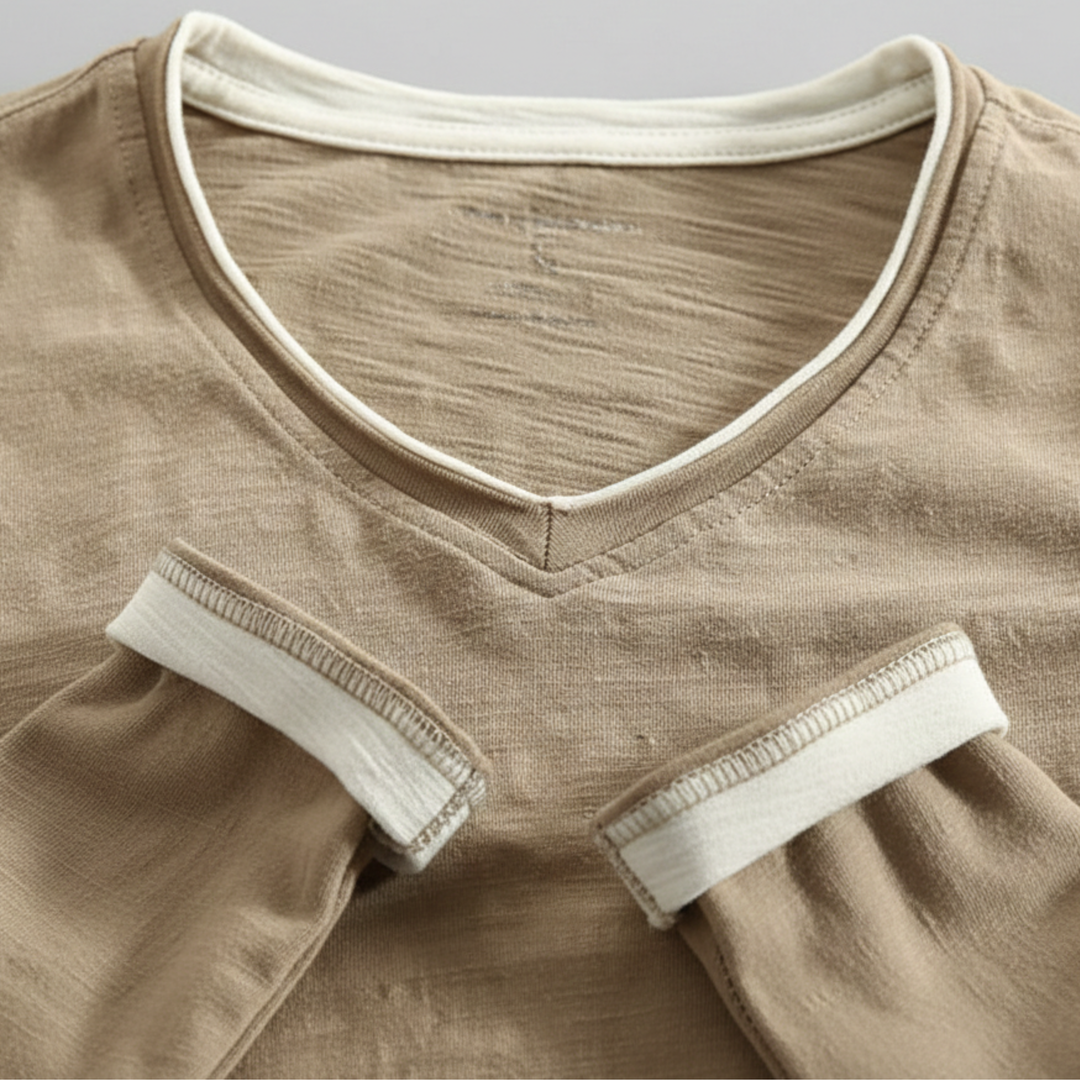 Chemise à manches longues pour homme col en V