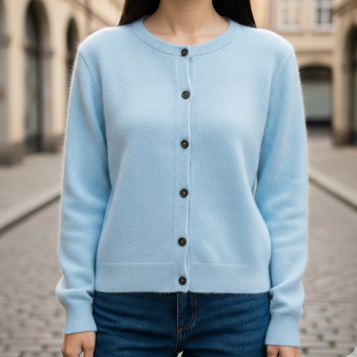 Cárdigan de Cachemira para Mujeres con Botones en la Parte Frontal, de Punto y de Manga Larga