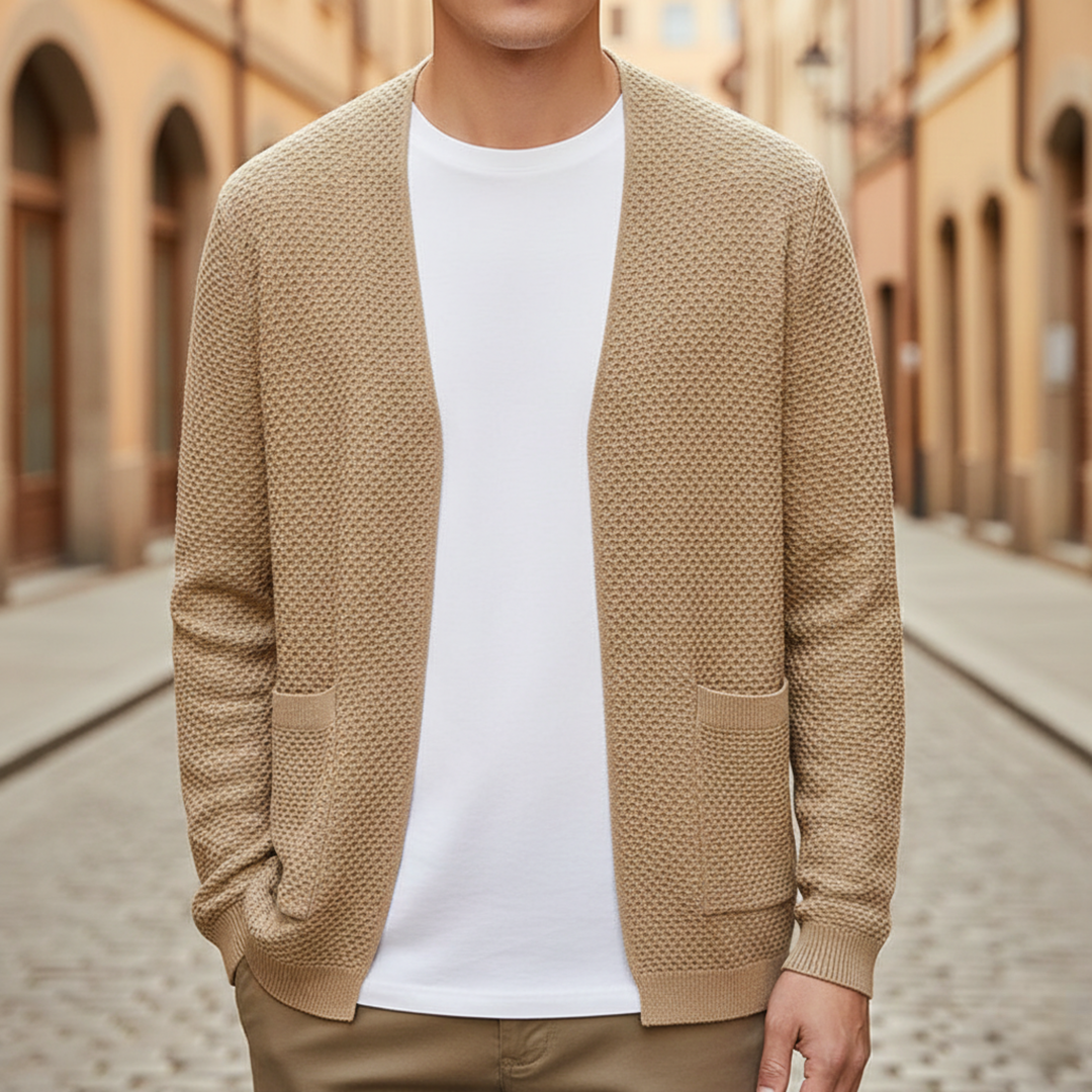 Cardigan pour homme à ouverture avant en tricot