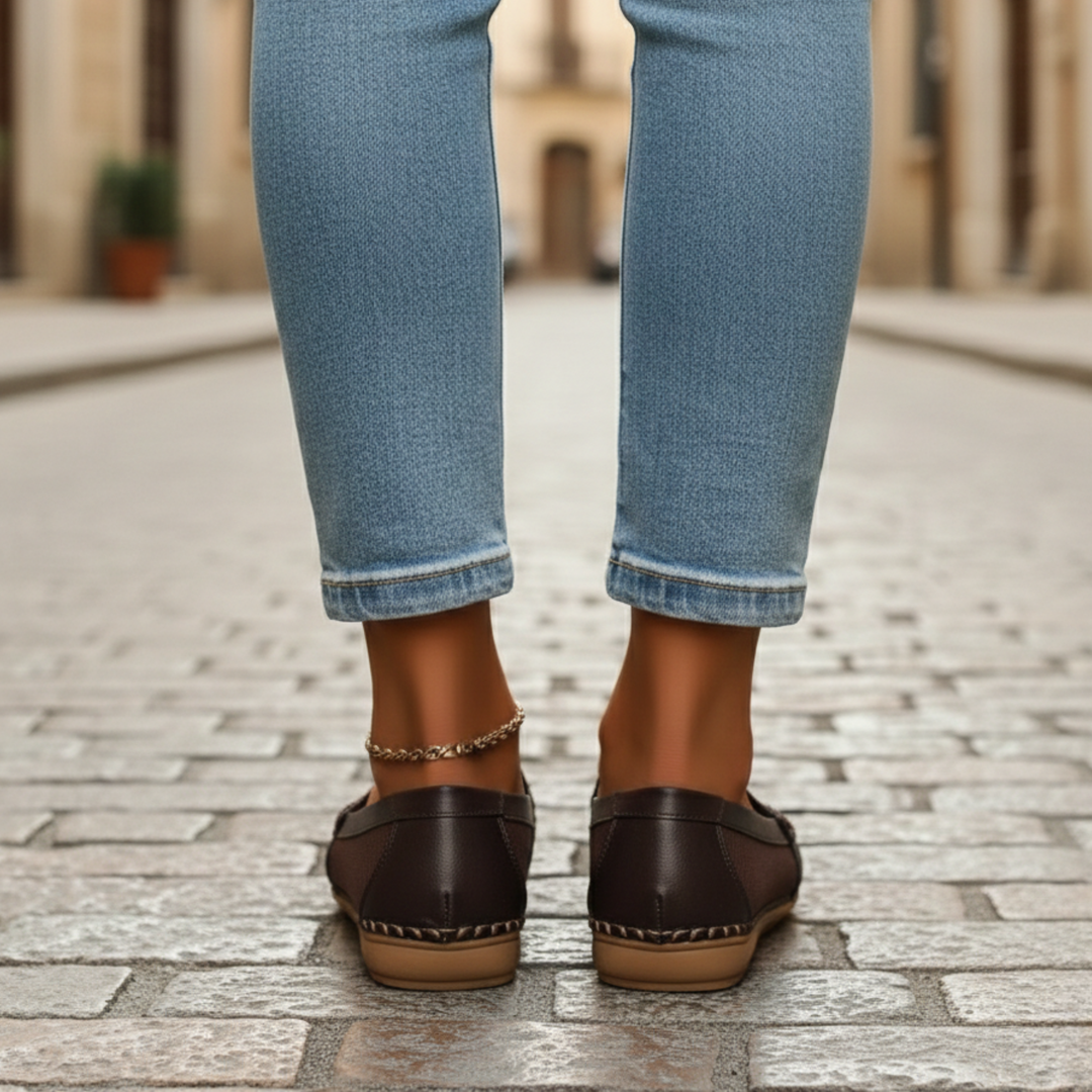 Mocasines Sin Cordones Perforados Planos Mujeres Adultas