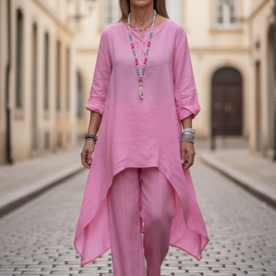 Conjunto de Mujeres Túnica de Manga Larga Suelta y Pantalones