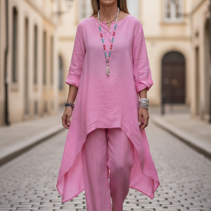 Conjunto de Mujeres Túnica de Manga Larga Suelta y Pantalones