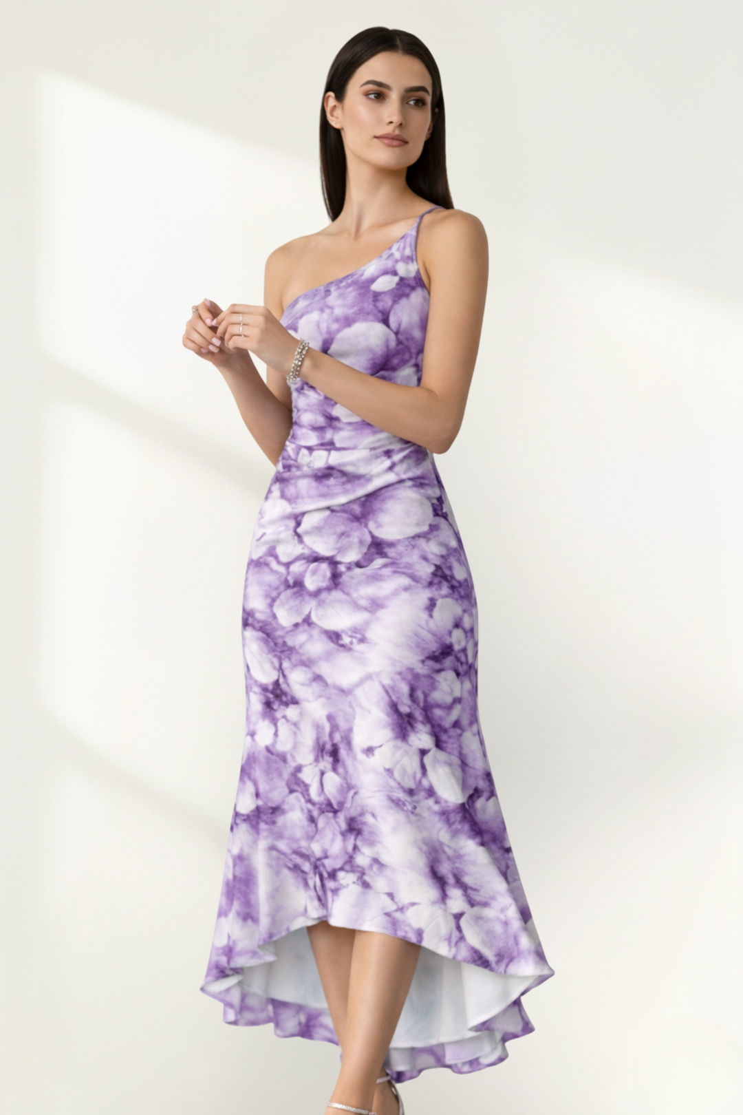 Robe longue fleurie en mousseline sans bretelles pour femme