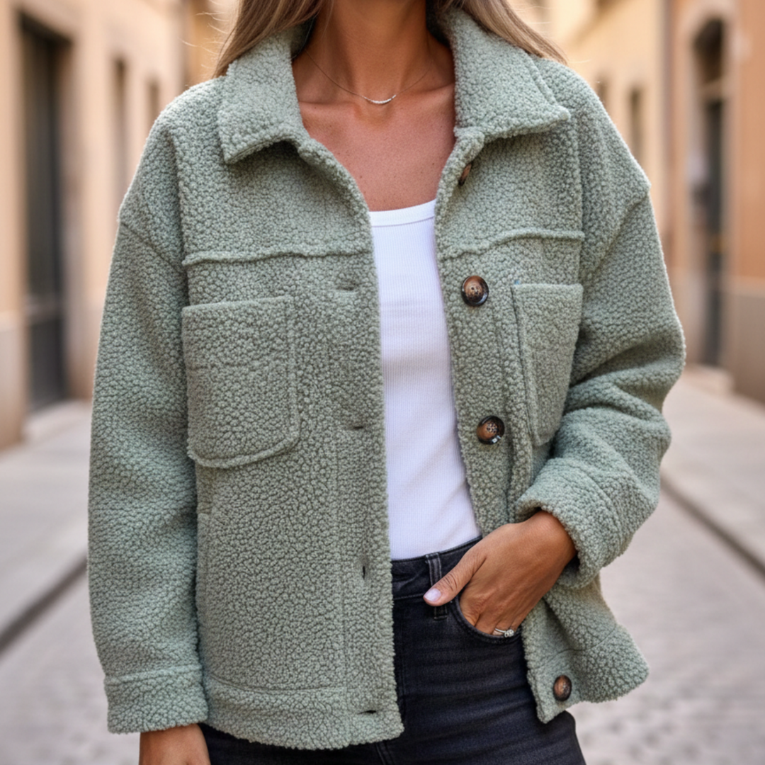 Veste d'automne pour femme à manches longues et boutonnage devant