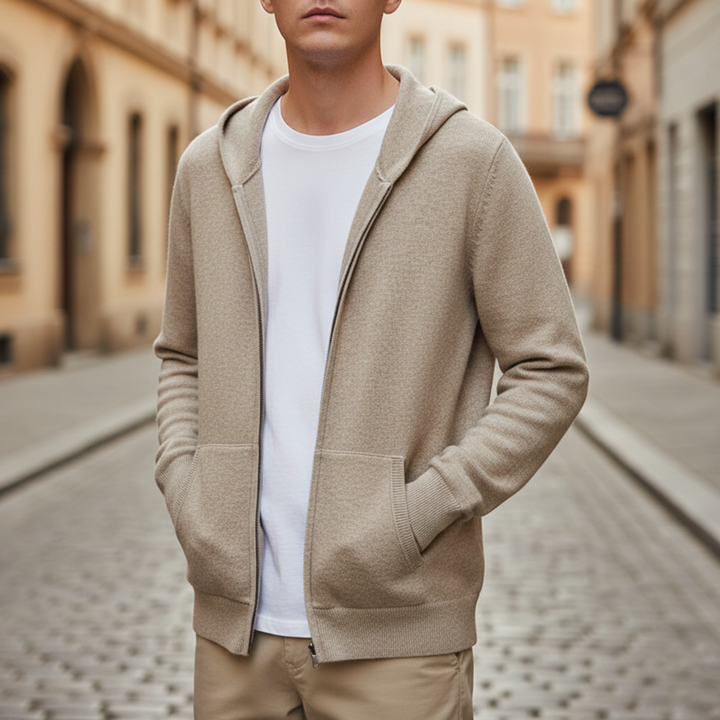 Hoodie Zip Front Knit Men