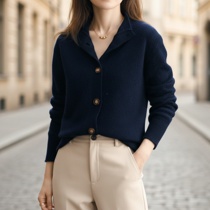 Cardigan en cachemire à boutons, coupe ajustée pour femmes