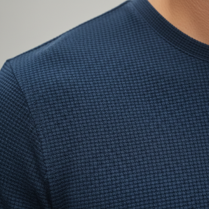 Camiseta de punto waffle de manga corta para hombres