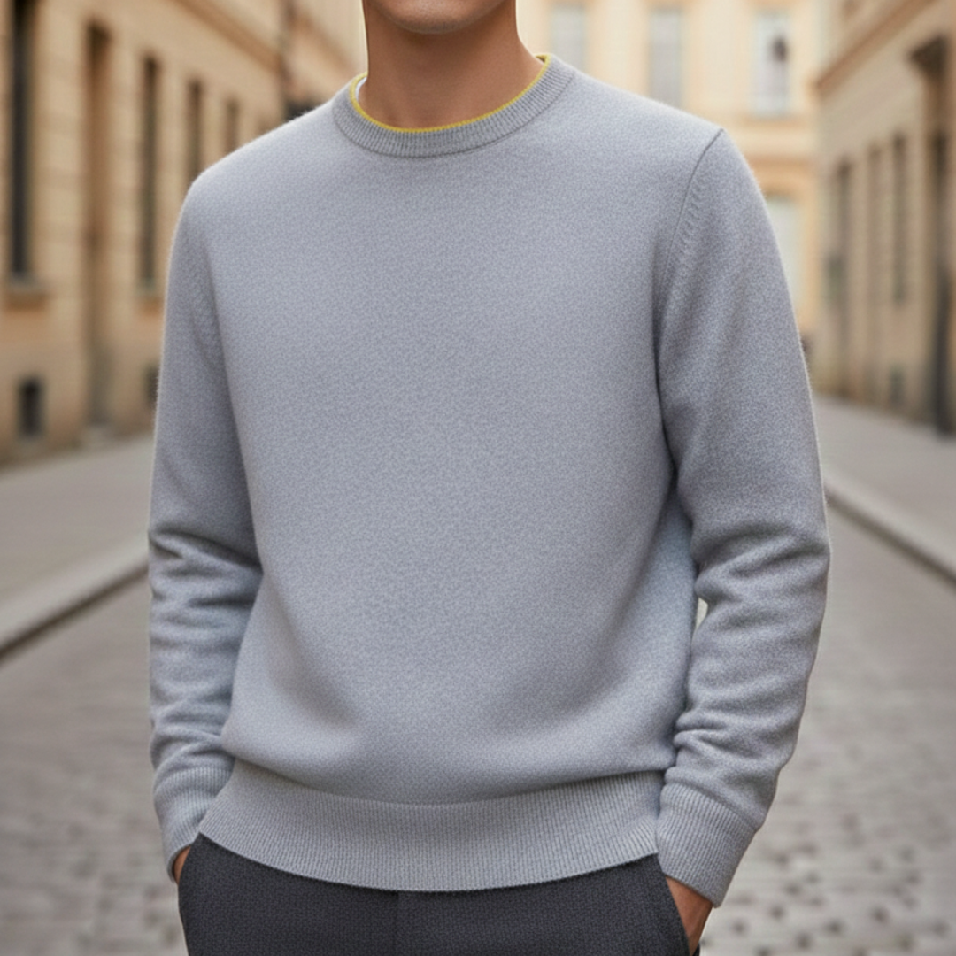 Pull en cachemire col rond manches longues homme