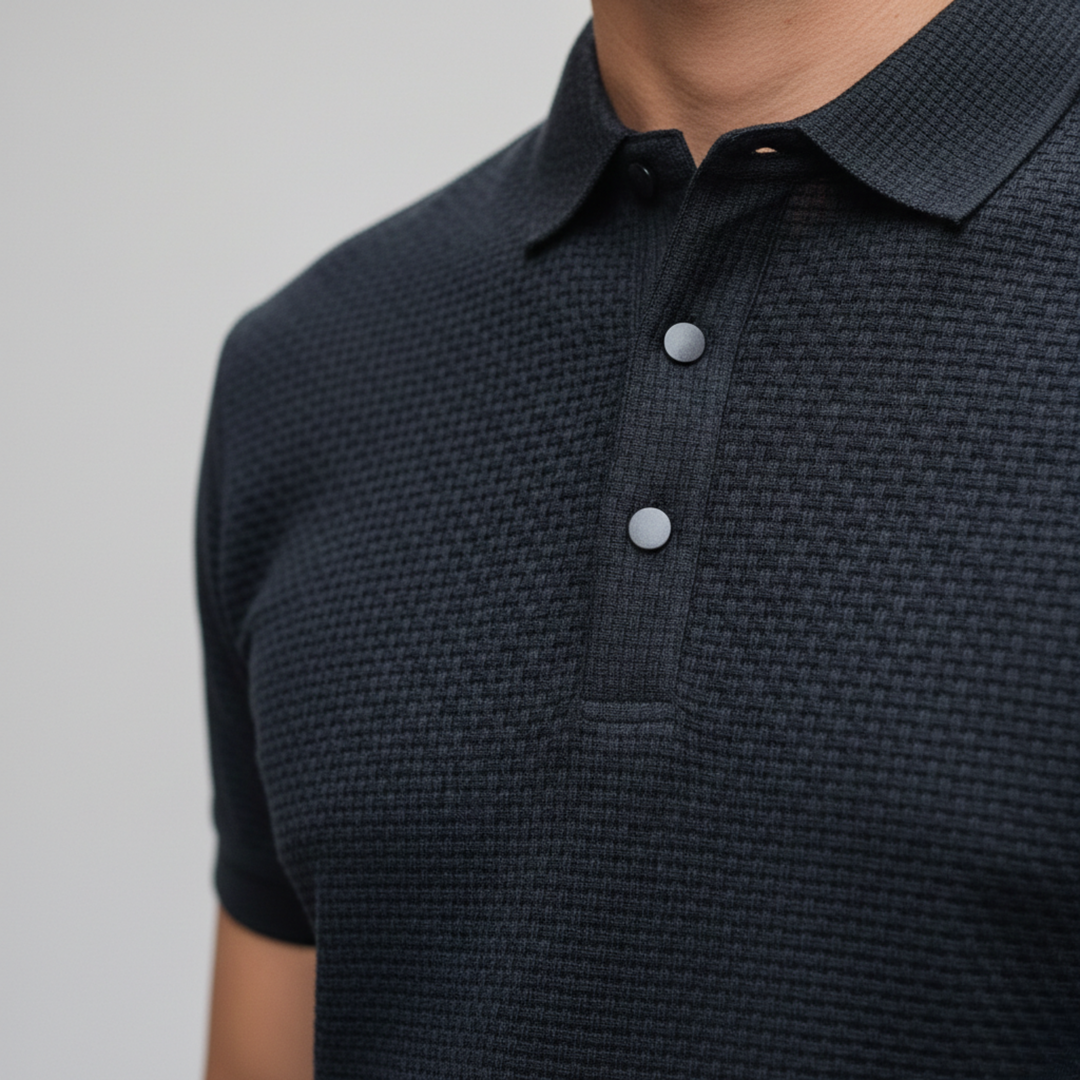 Camisa Polo de Manga Corta de Seda Fría Transpirable para Hombre Verano