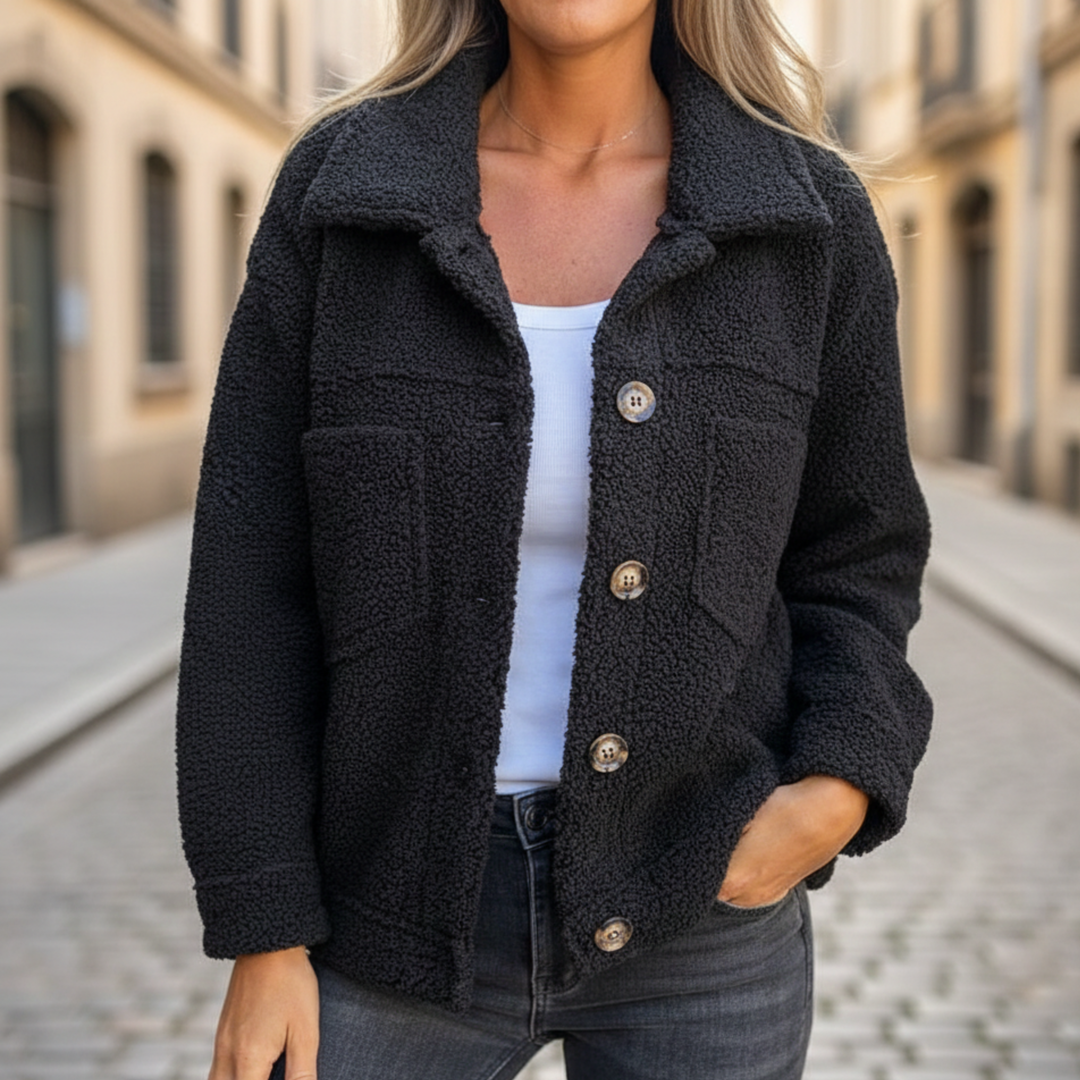 Veste d'automne pour femme à manches longues et boutonnage devant