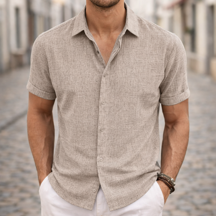 Camisa de Manga Corta Casual de Verano para Hombre Negra