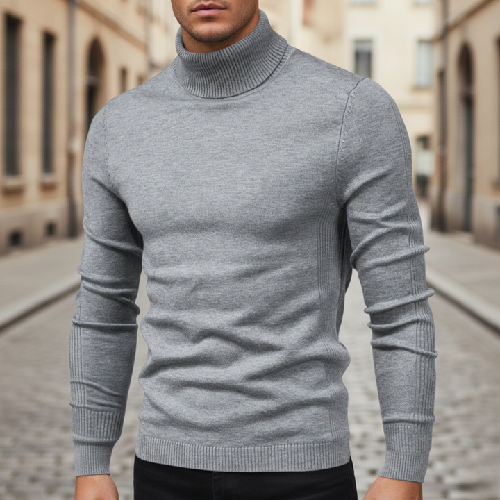 Pull à col roulé pour homme à manches longues en tricot