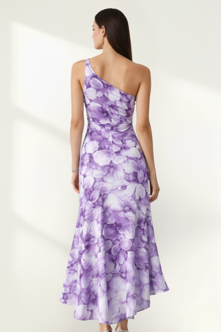 Robe longue fleurie en mousseline sans bretelles pour femme