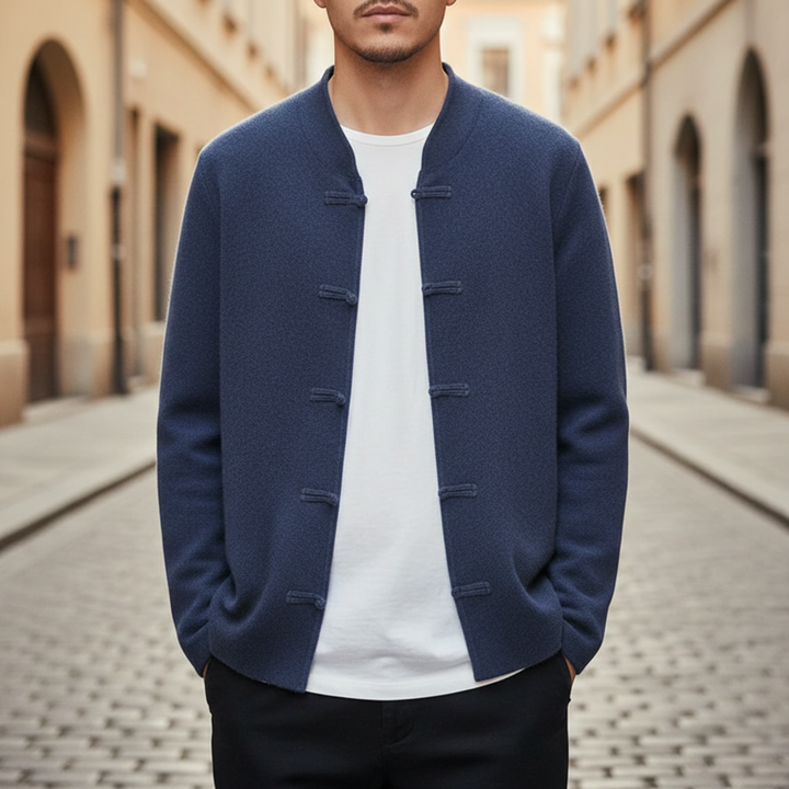 Cashmere Cardigan Stand Collar Button Men