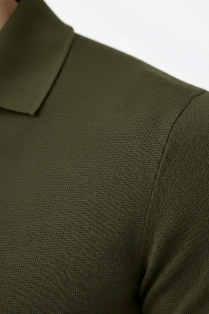Camiseta de punto para hombre con cuello tipo polo