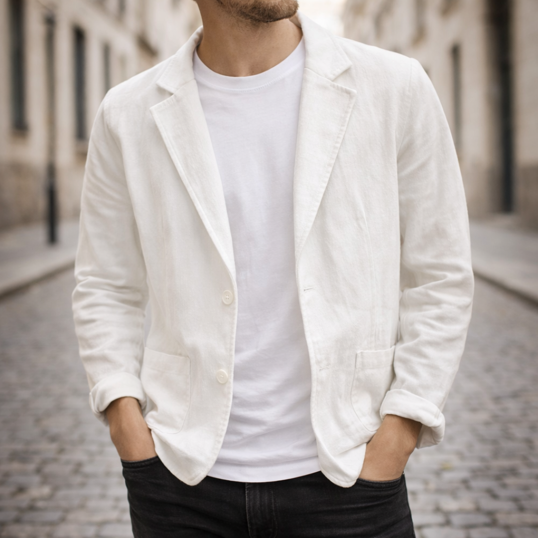 Veste en lin légère à deux boutons décontractée pour homme