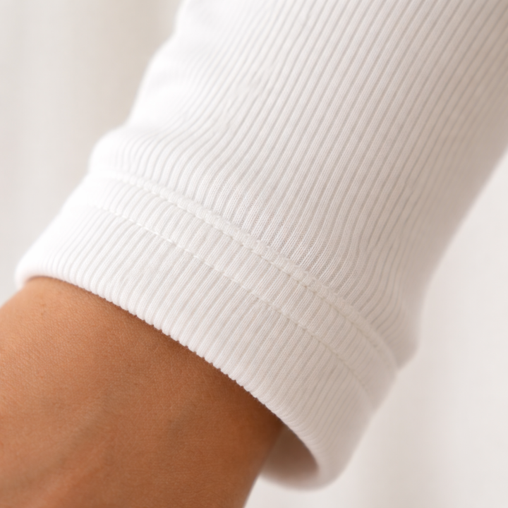 Blusa de Manga Larga con Ribete Básica para Mujeres