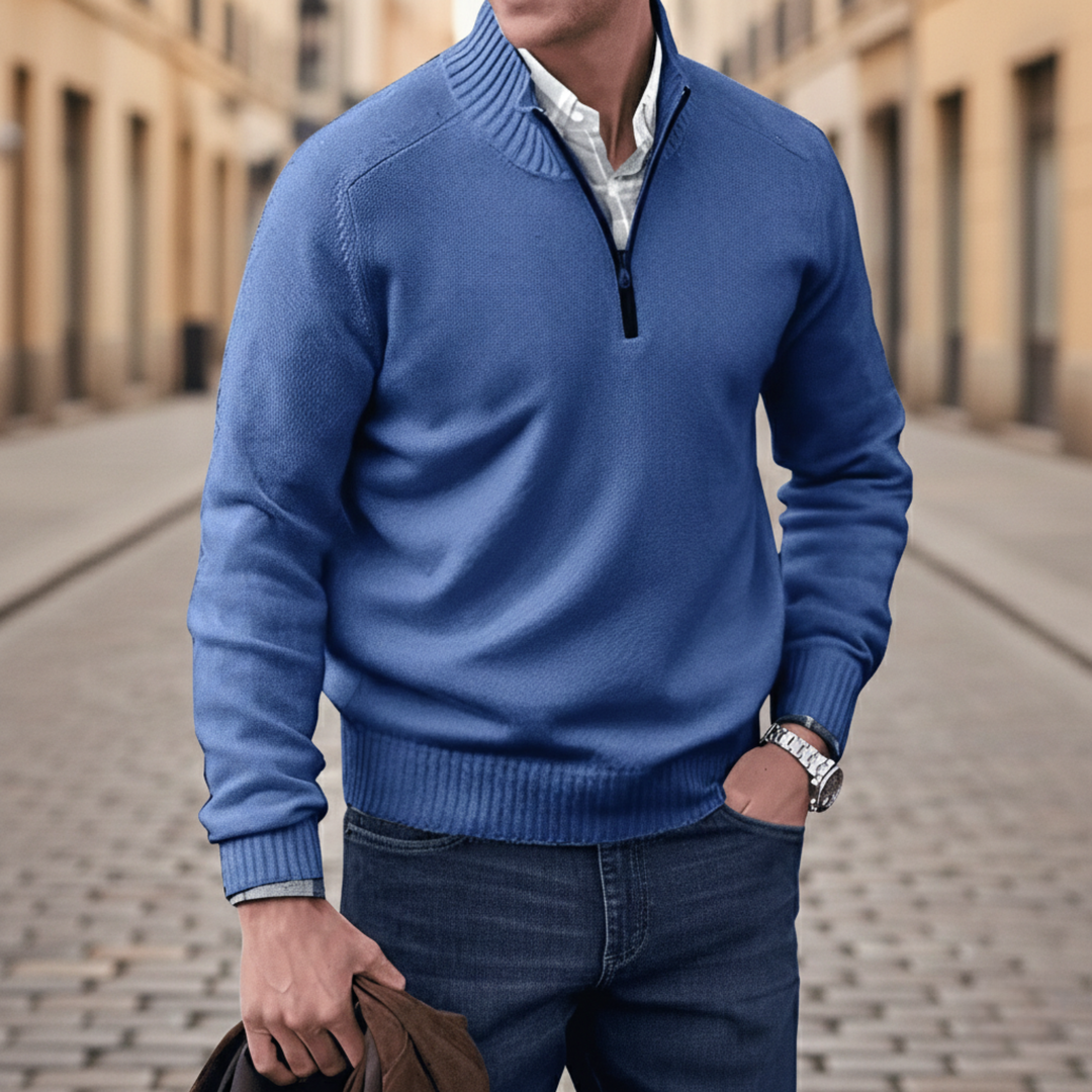 Chaqueta de punto invernal nórdica para hombres con cremallera frontal