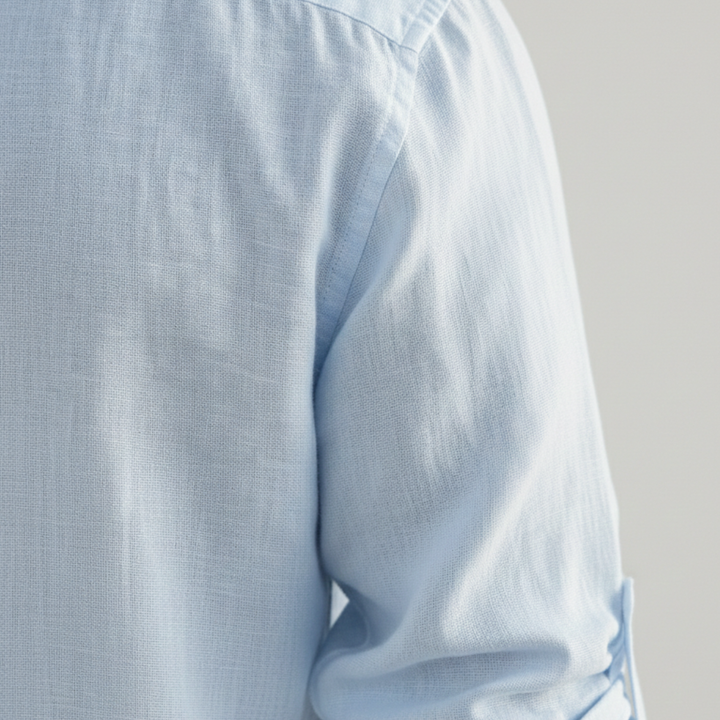 Camisa de Hombre con Cuello Mao y Botones, de Manga Larga