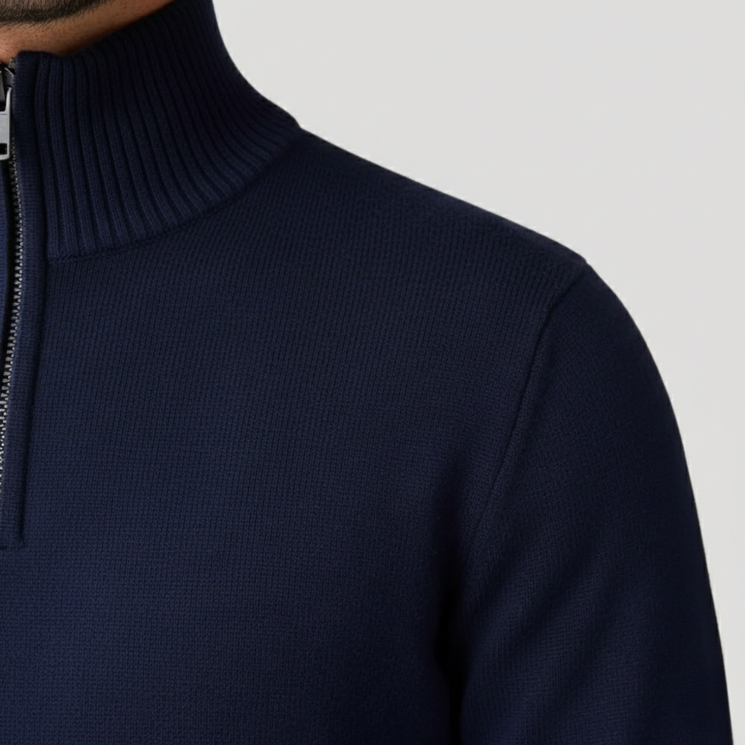 Suéter de punto ligero para hombre con media cremallera casual