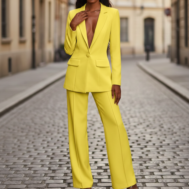 Ensemble veste tailleur et pantalon large pour femme