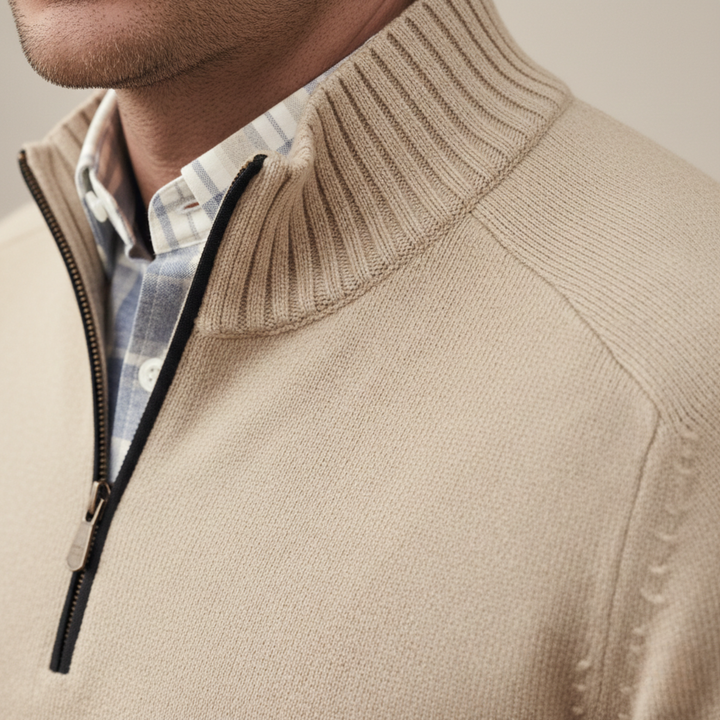 Chaqueta de punto invernal nórdica para hombres con cremallera frontal