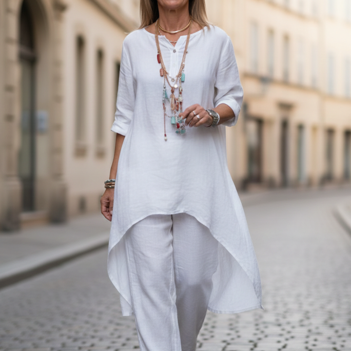 Conjunto de Mujeres Túnica de Manga Larga Suelta y Pantalones