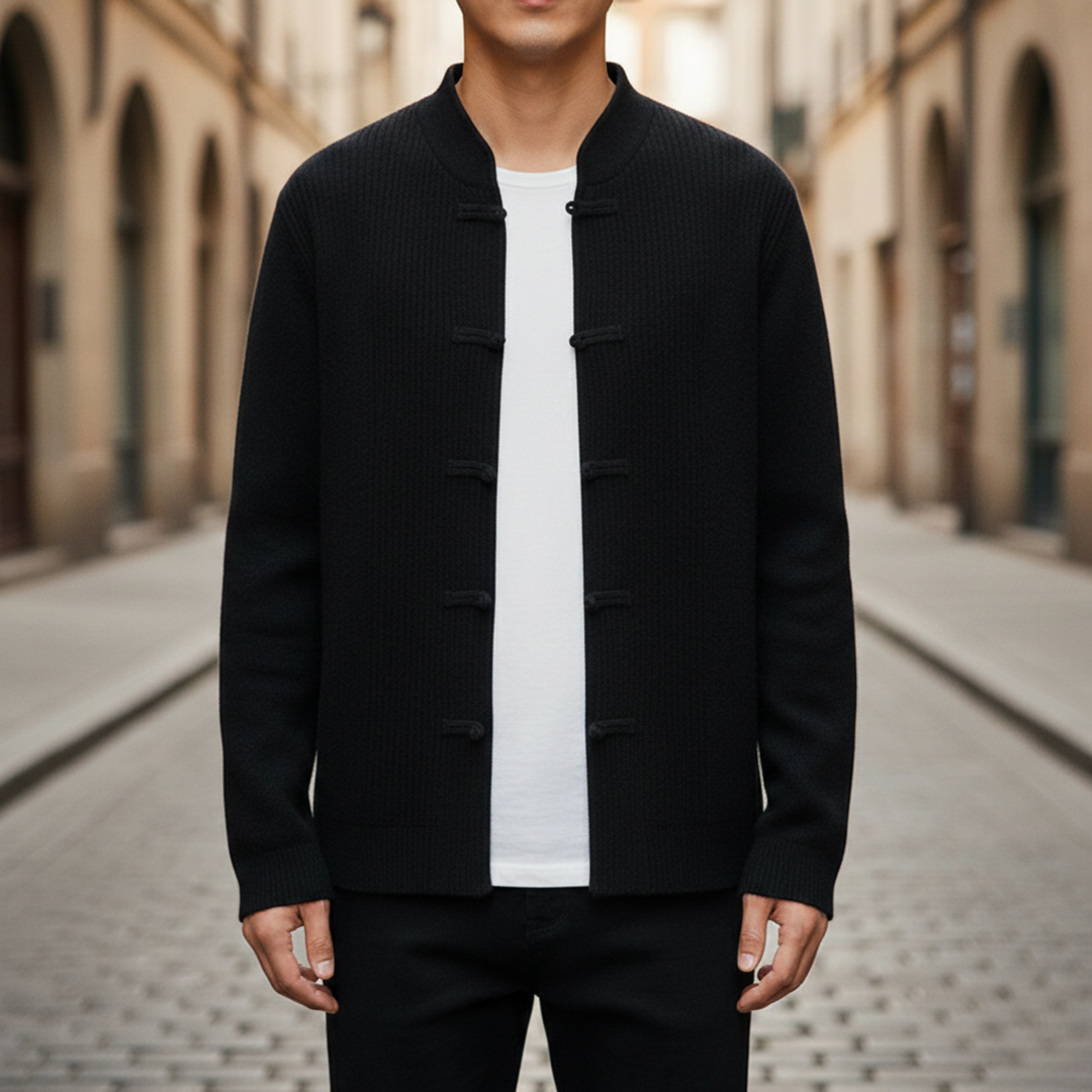 Cashmere Cardigan Stand Collar Button Men