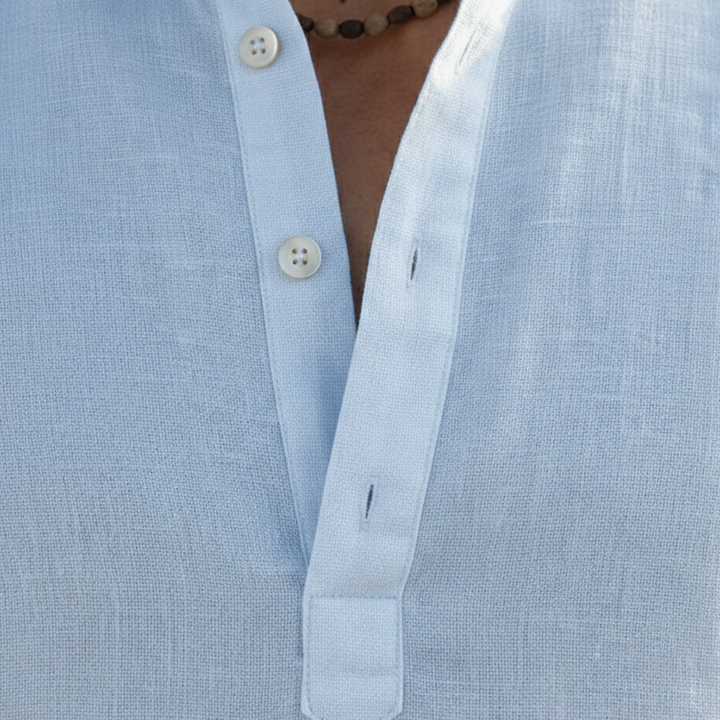 Camisa de Hombre con Cuello Mao y Botones, de Manga Larga