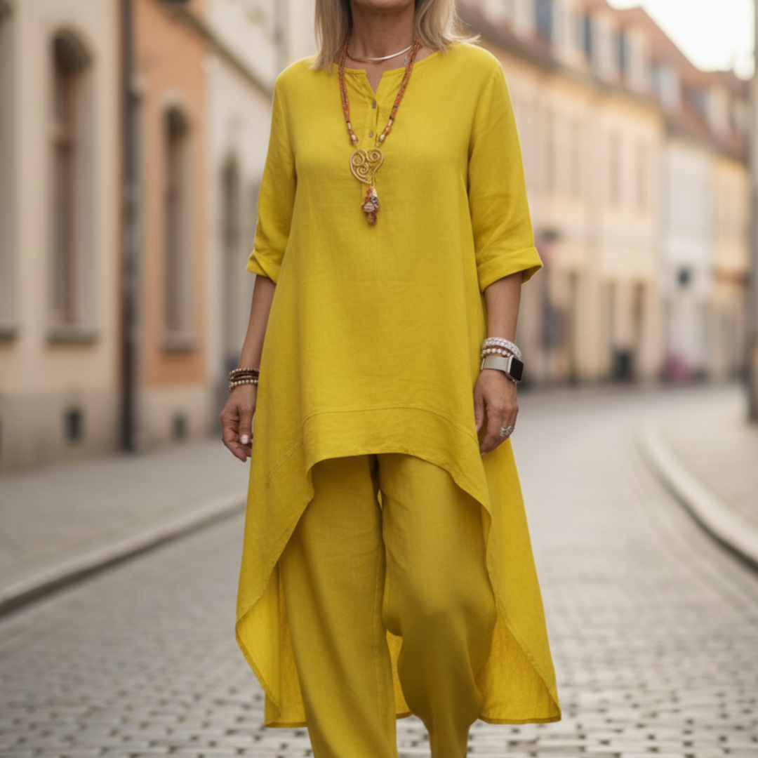 Conjunto de Mujeres Túnica de Manga Larga Suelta y Pantalones