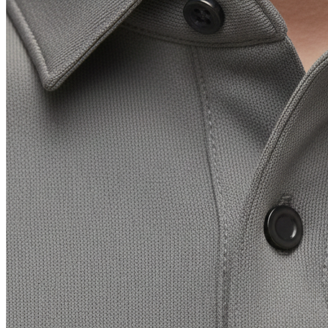 Polo Shirt Long Sleeve Solid Business Casual Men